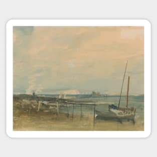 Coast Scene with White Cliffs and Boats on Shore by J.M.W. Turner Sticker